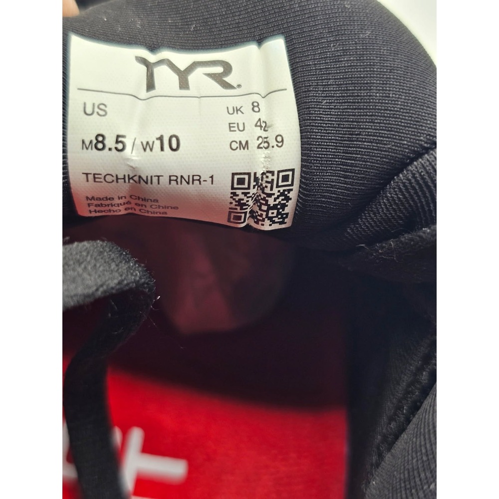 TYR Techknit RNR-1 Unisex Running Black Trainers Size Men 8.5/Woman 10 - Picture 7 of 11